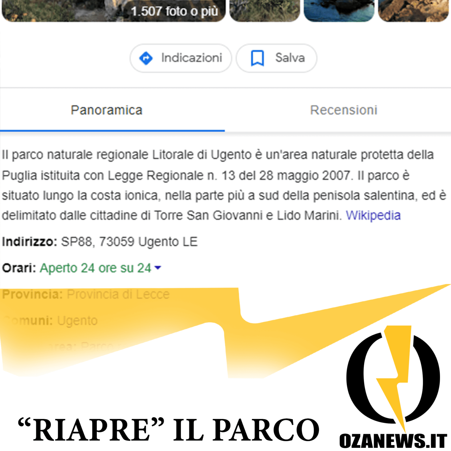 riapre il parco litorale di ugento