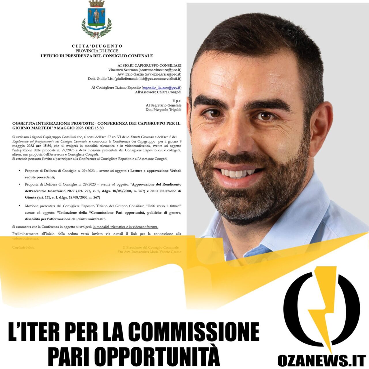 commissione pari opportunità ugento tiziano esposito
